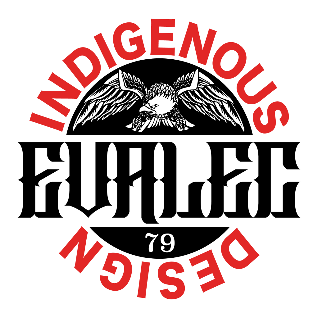 Graphic design logo and portrait of Syilx artist Evelyn Alec, highlighting Indigenous artistry and event artwork collaboration for the Environmental Flows Conference.
